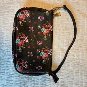 Steve Madden Floral Black Wristlet with Vibrant Design